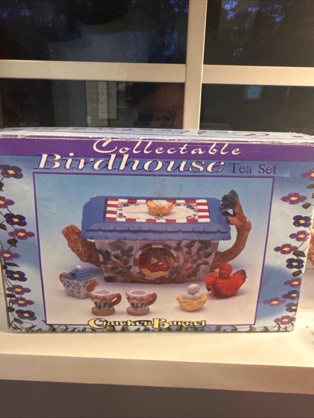 Cracker Barrel Purple Collectable Birdhouse Tea Set